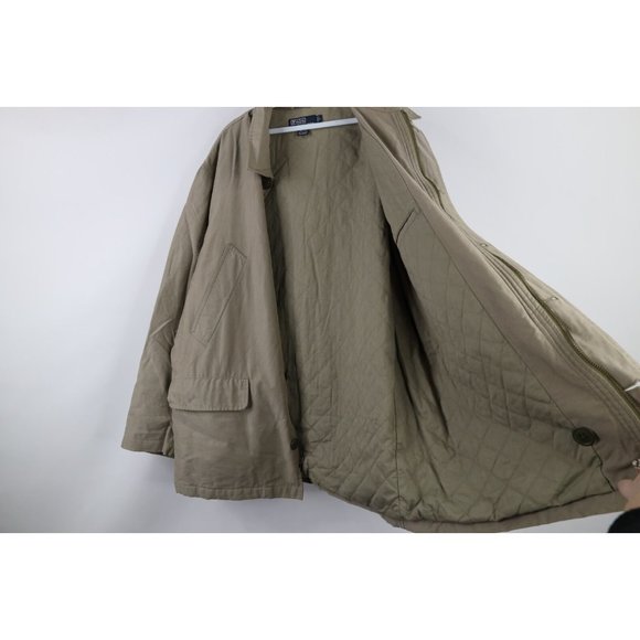 Vintage 90s Ralph Lauren Mens Large Faded Quilt Lined Chore Barn Jacket Beige - Picture 10 of 14
